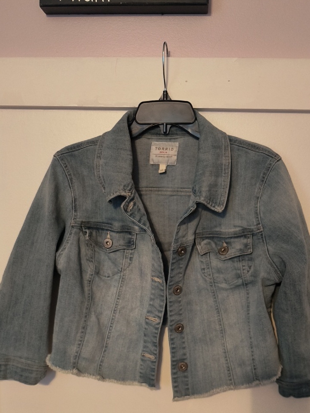 torrid Washed Light Blue Cropped Denim Jacket